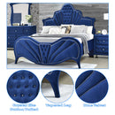 Dante King Bed, Blue Velvet Acme