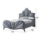 Dante Queen Bed, Gray Velvet Acme