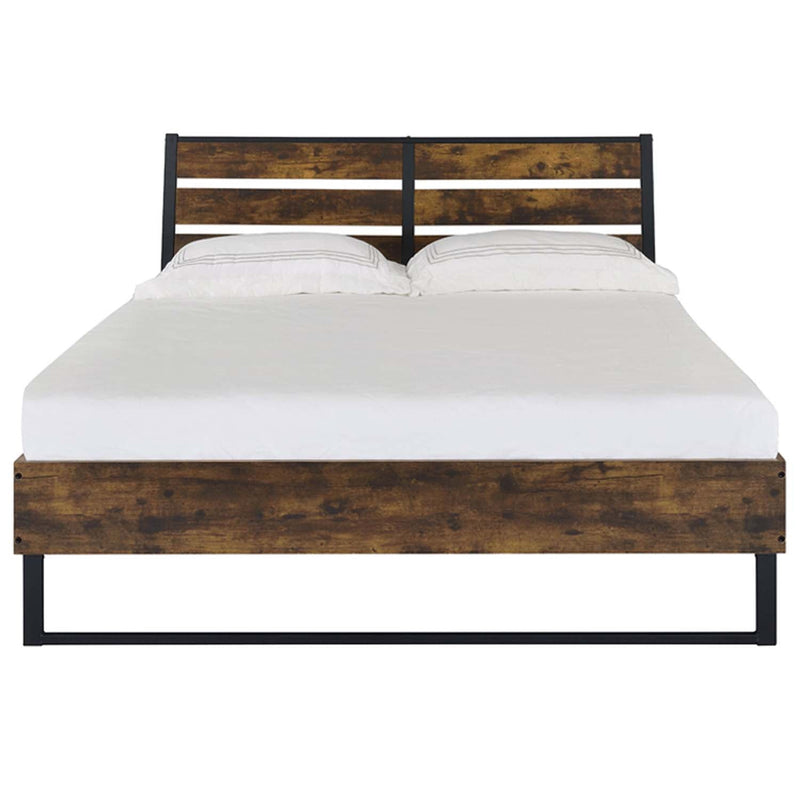 Juvanth King Bed, Rustic Oak & Black Finish Acme