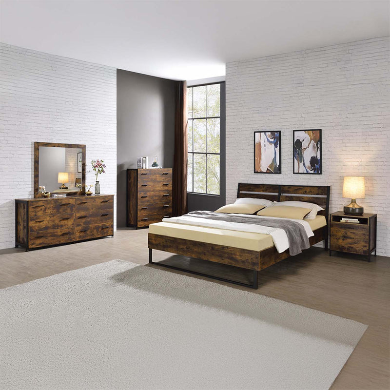 Juvanth King Bed, Rustic Oak & Black Finish Acme