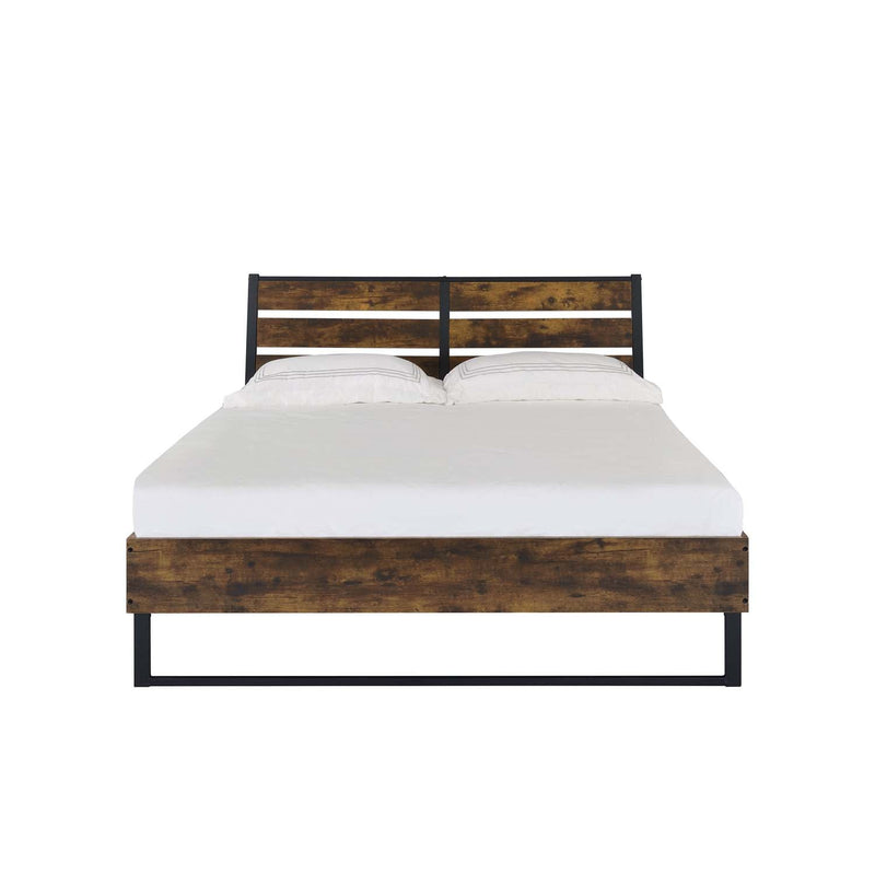 Juvanth Queen Bed, Rustic Oak & Black Finish Acme