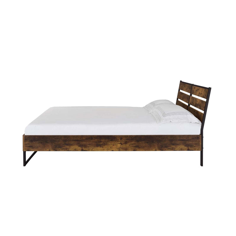 Juvanth Queen Bed, Rustic Oak & Black Finish Acme