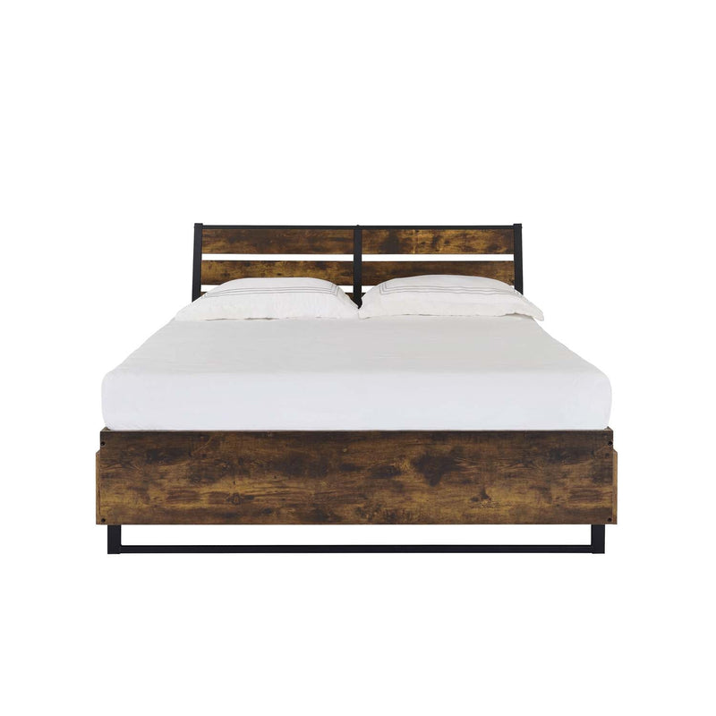 Juvanth King Bed w/Storage, Rustic Oak & Black Finish Acme
