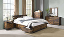 Juvanth King Bed w/Storage, Rustic Oak & Black Finish Acme