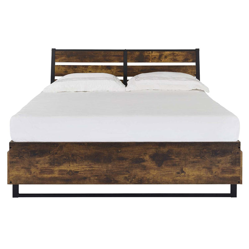 Juvanth Queen Bed w/Storage, Rustic Oak & Black Finish Acme