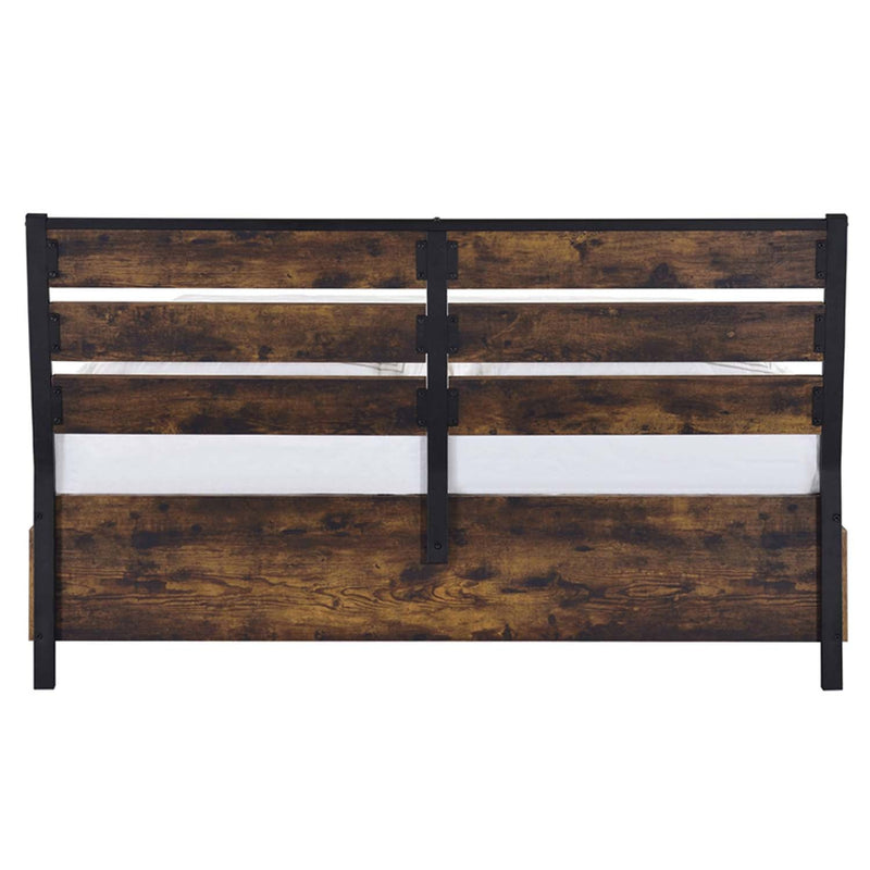 Juvanth Queen Bed w/Storage, Rustic Oak & Black Finish Acme