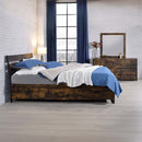 Juvanth Queen Bed w/Storage, Rustic Oak & Black Finish Acme