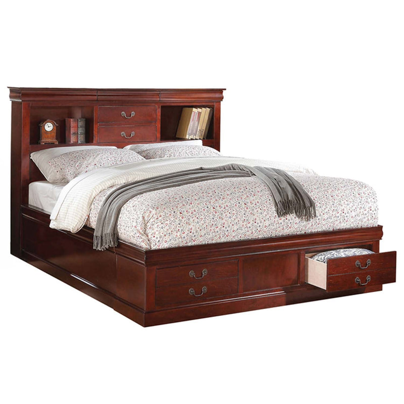 Louis Philippe III Queen Bed w/Storage, Cherry Finish Acme