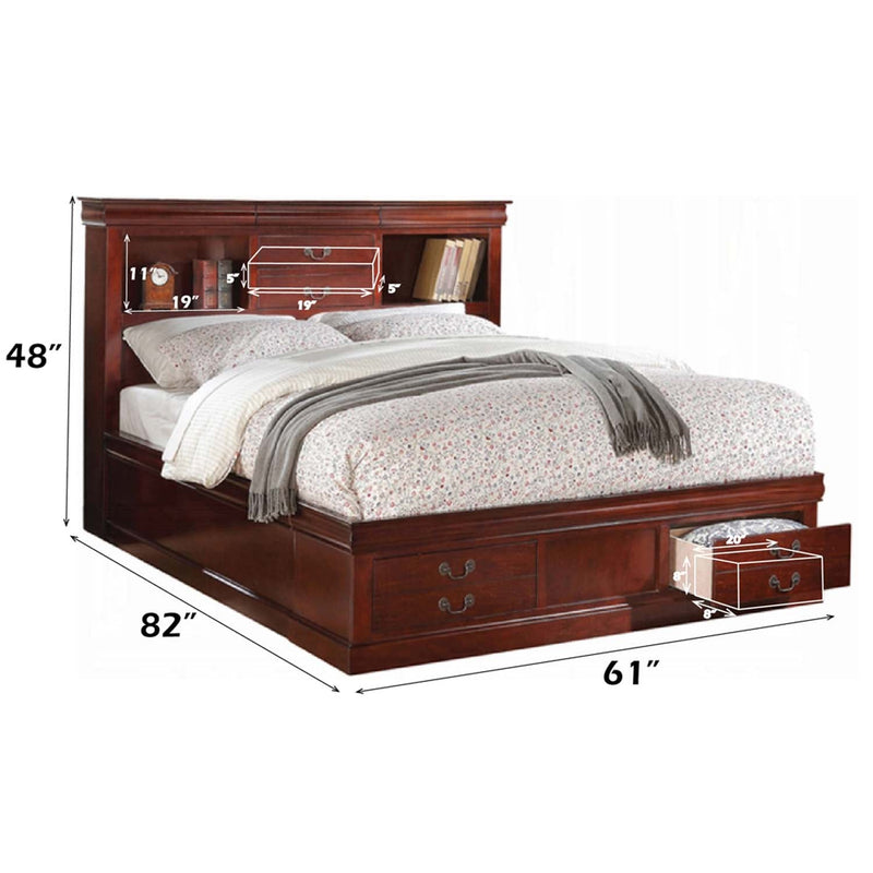 Louis Philippe III Queen Bed w/Storage, Cherry Finish Acme