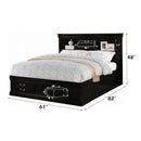 Louis Philippe III Queen Bed w/Storage, Black Finish Acme
