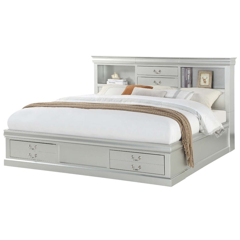 Louis Philippe III Queen Bed w/Storage, Platinum Finish Acme