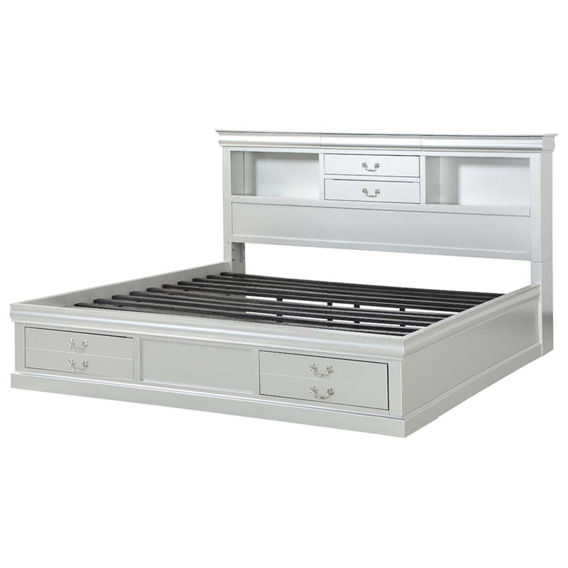 Louis Philippe III Queen Bed w/Storage, Platinum Finish Acme
