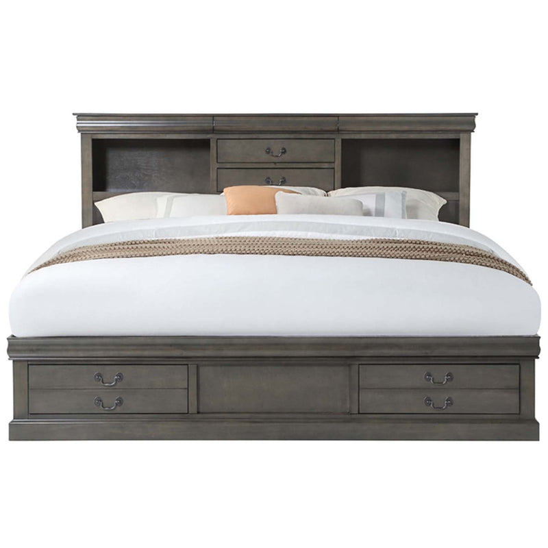 Louis Philippe III Queen Bed w/Storage, Dark Gray Finish Acme