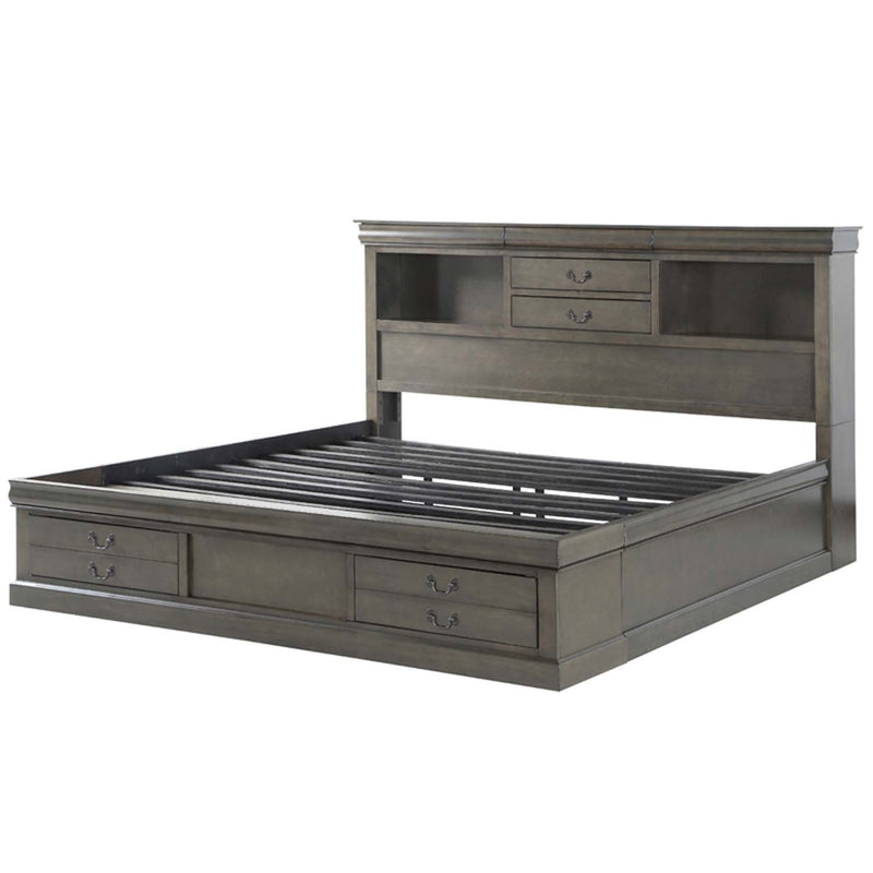 Louis Philippe III Queen Bed w/Storage, Dark Gray Finish Acme