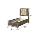 Skylar Full Bed w/Led & Storage, Faux leather & Dark Champagne Finish Acme
