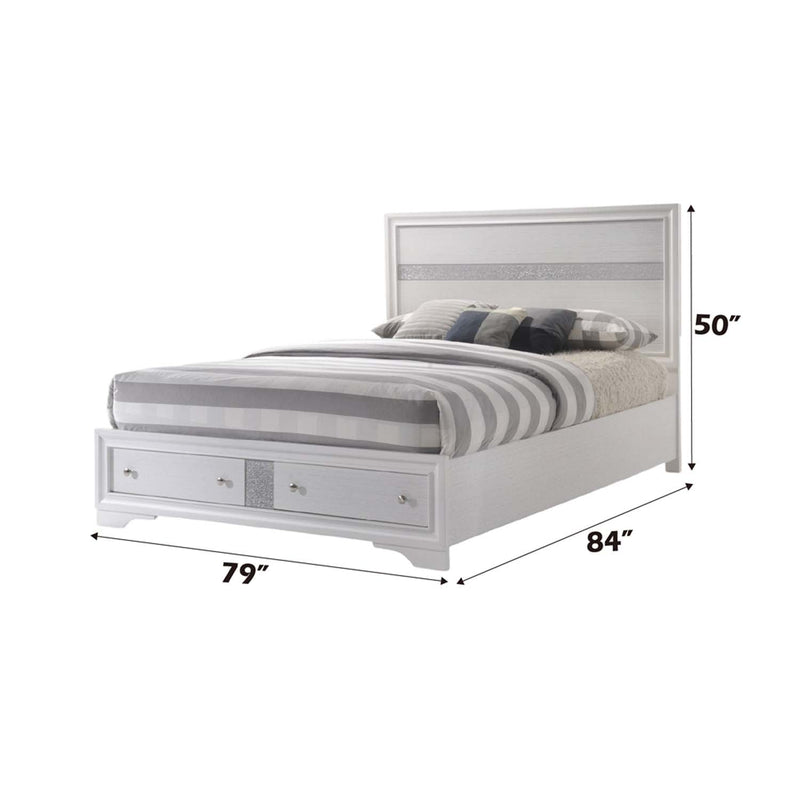 Naima King Bed w/Storage, White Finish Acme