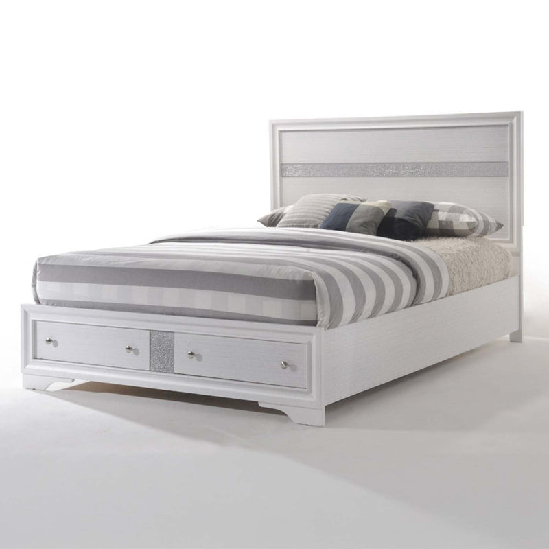 Naima Queen Bed w/Storage, White Finish Acme
