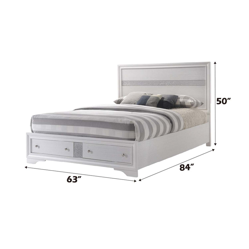 Naima Queen Bed w/Storage, White Finish Acme