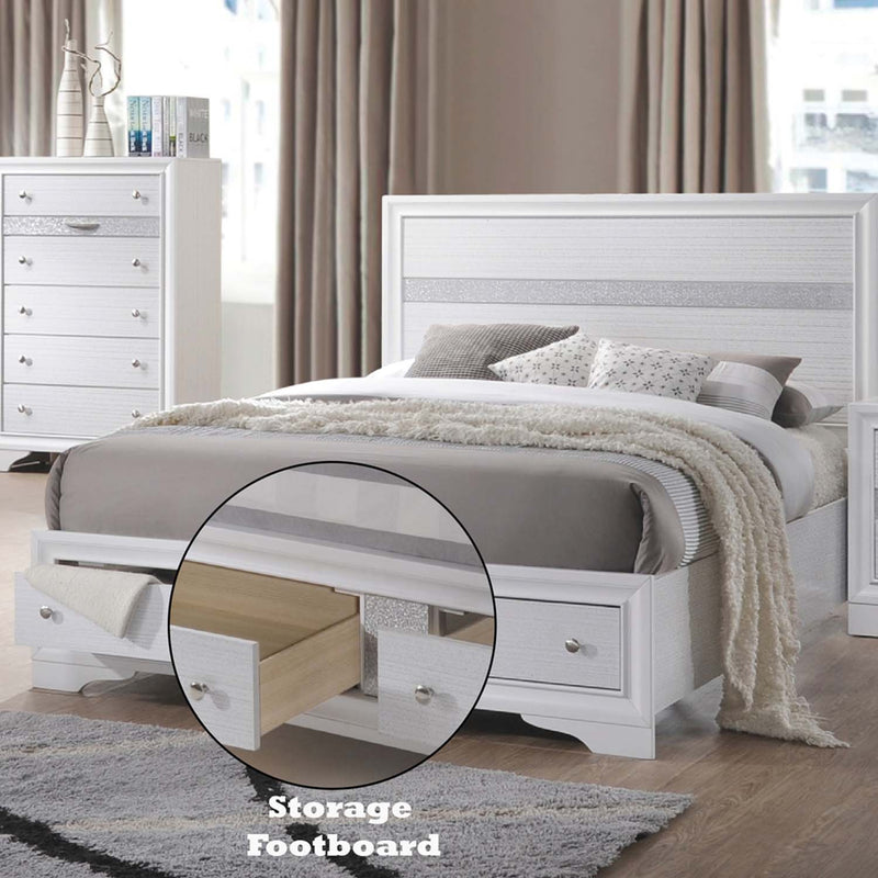 Naima Queen Bed w/Storage, White Finish Acme