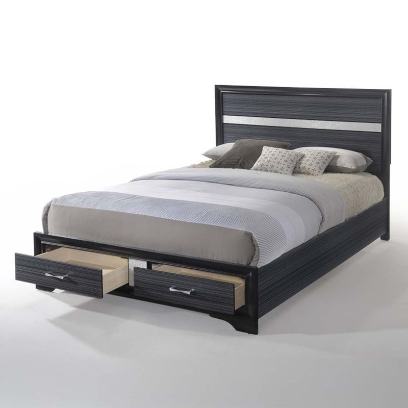 Naima King Bed w/Storage, Black Finish Acme