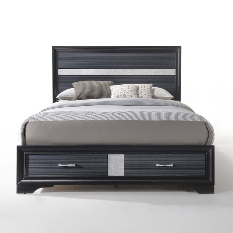 Naima King Bed w/Storage, Black Finish Acme