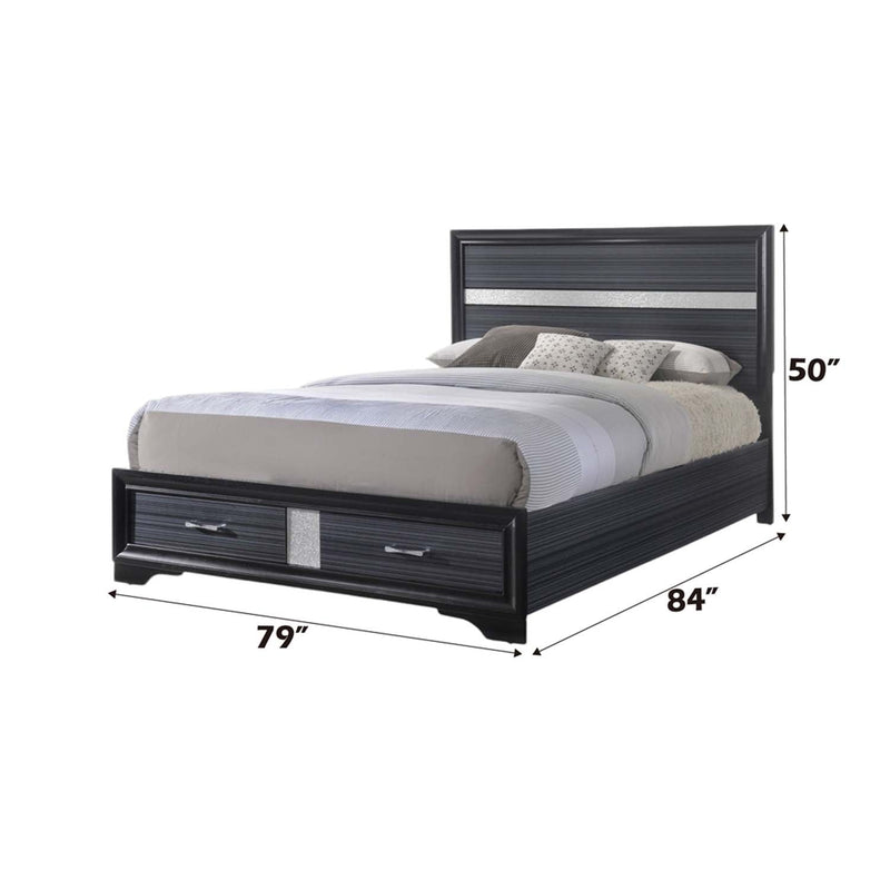 Naima King Bed w/Storage, Black Finish Acme