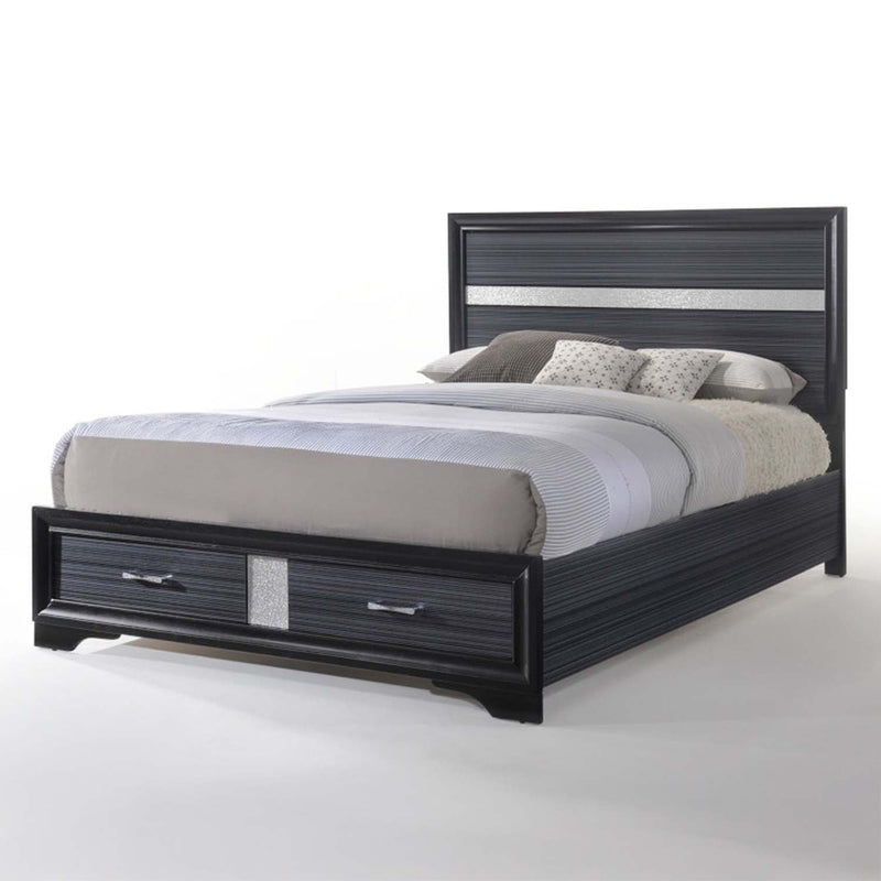 Naima Queen Bed w/Storage, Black Finish Acme
