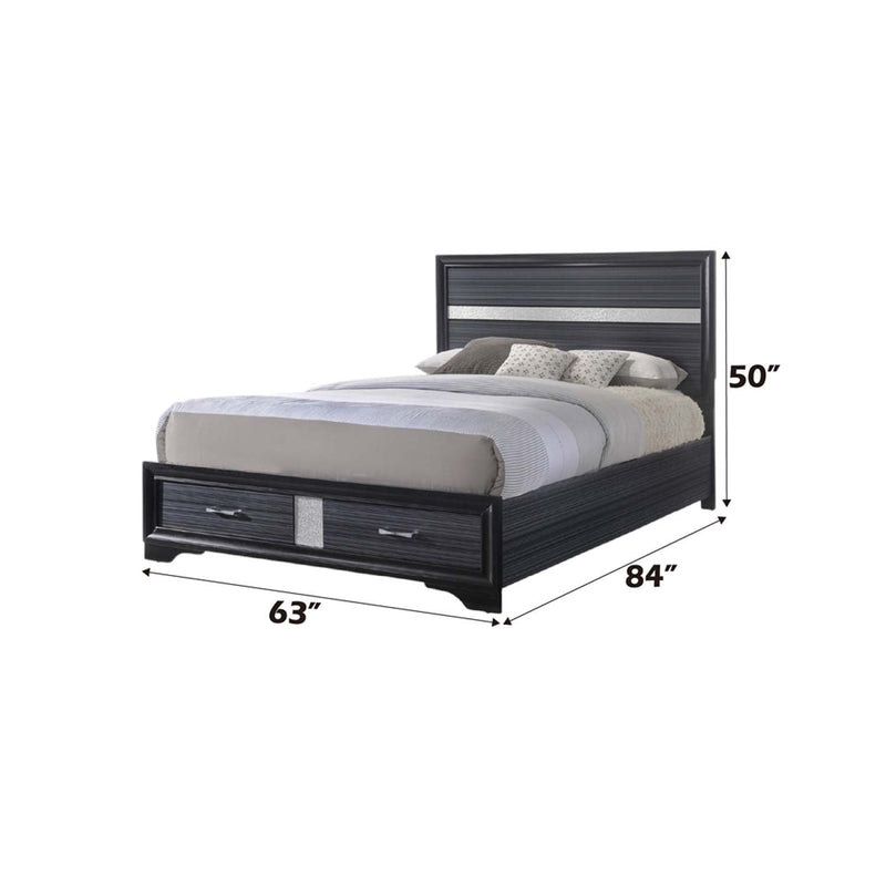 Naima Queen Bed w/Storage, Black Finish Acme