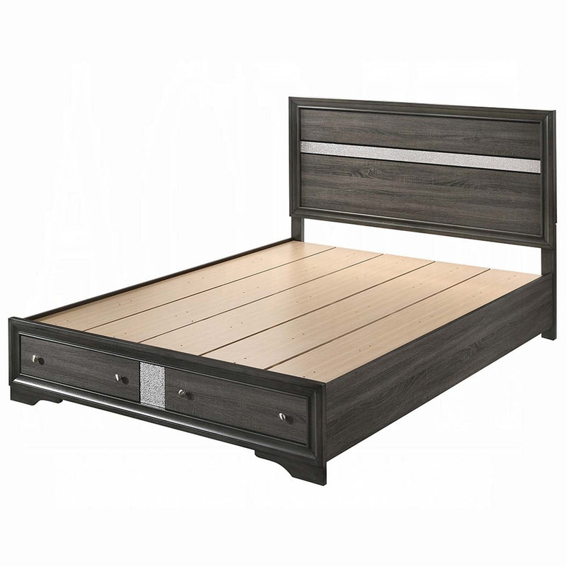 Naima King Bed w/Storage, Gray Finish Acme