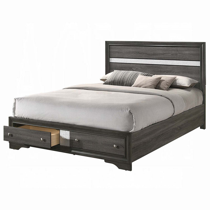 Naima King Bed w/Storage, Gray Finish Acme