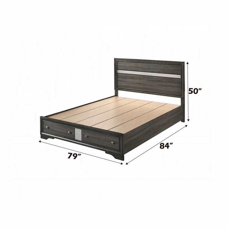 Naima King Bed w/Storage, Gray Finish Acme
