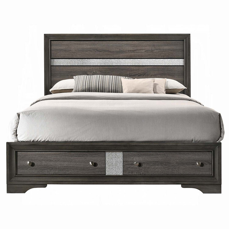 Naima Queen Bed w/Storage, Gray Finish Acme