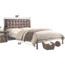 Brancaster Queen Bed, Vintage Brown Top Grain Leather Acme
