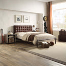 Brancaster Queen Bed, Vintage Brown Top Grain Leather Acme