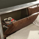 Brancaster Queen Bed, Retro Brown Top Grain Leather & Aluminum Acme