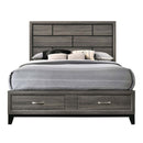Valdemar King Bed w/Storage, Weathered Gray Finish Acme