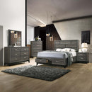 Valdemar King Bed w/Storage, Weathered Gray Finish Acme