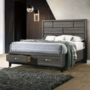 Valdemar King Bed w/Storage, Weathered Gray Finish Acme