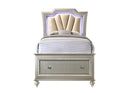 Kaitlyn Full Bed w/Led & Storage, Faux Leather & Champagne Finish Acme