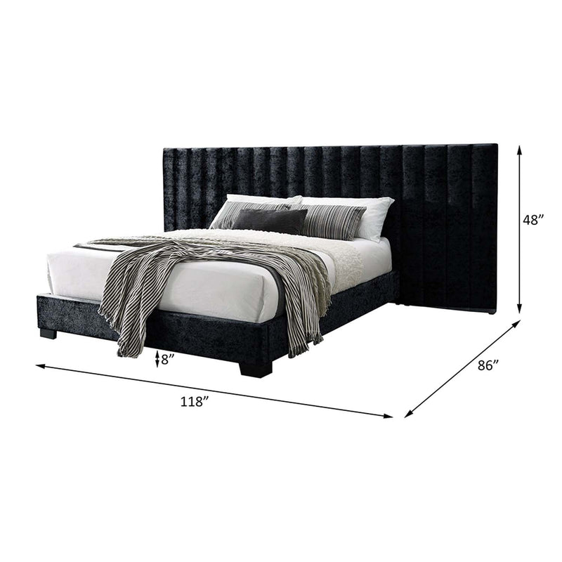 Rivas Queen Bed, Black Fabric Acme