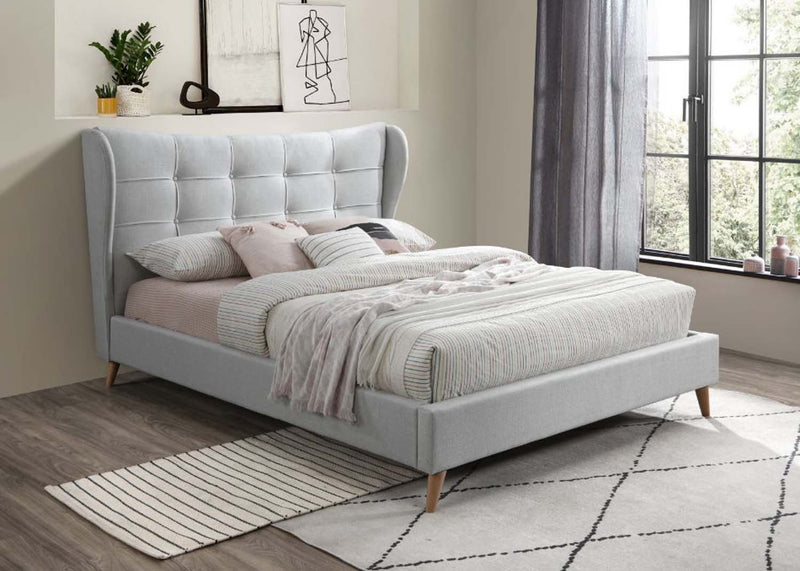 Duran King Bed, Light Gray Fabric Acme
