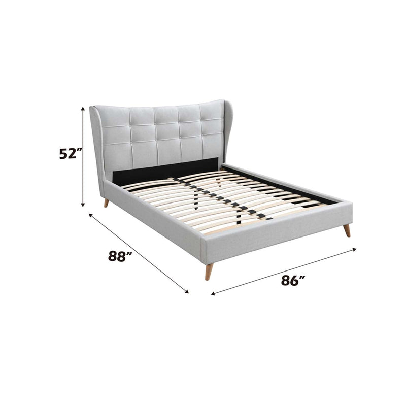 Duran King Bed, Light Gray Fabric Acme
