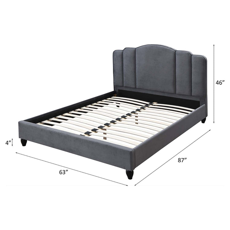 Giada Queen Bed, Charcoal Fabric Acme