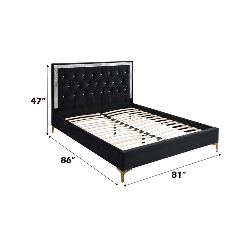 Rowan King Bed, Black Fabric Acme