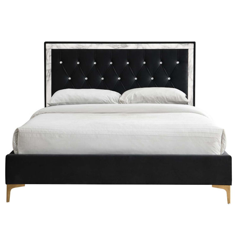 Rowan Queen Bed, Black Fabric Acme