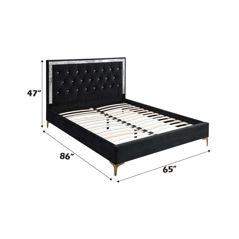 Rowan Queen Bed, Black Fabric Acme