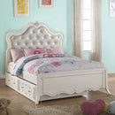 Edalene Full Bed, Pearl Faux Leather & Pearl White Finish Acme