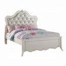 Edalene Full Bed, Pearl Faux Leather & Pearl White Finish Acme