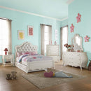 Edalene Full Bed, Pearl Faux Leather & Pearl White Finish Acme