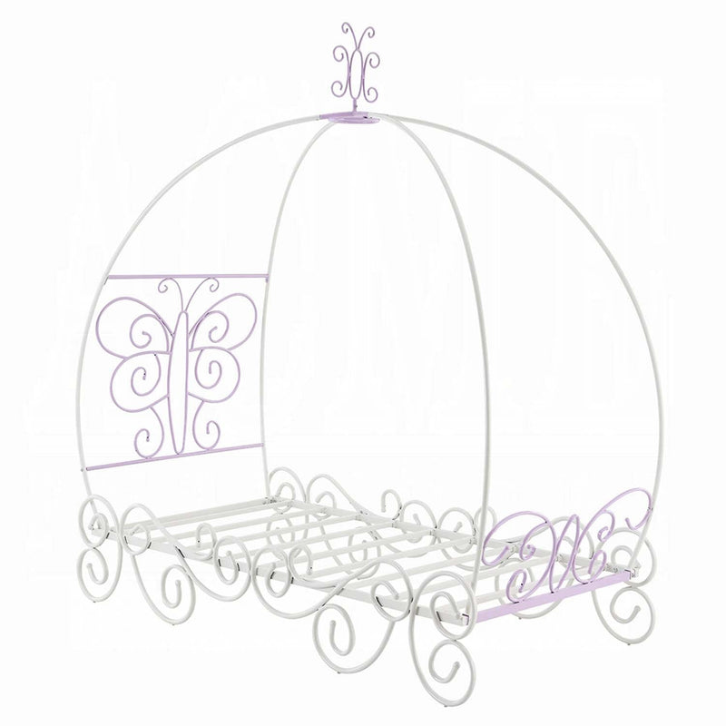 Priya II Twin Bed w/Canopy, White & Purple Finish Acme